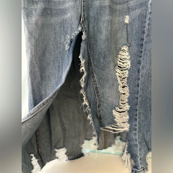 Distressed Denim Jean Skirt Tricot Western Medium - Picture 4 of 8